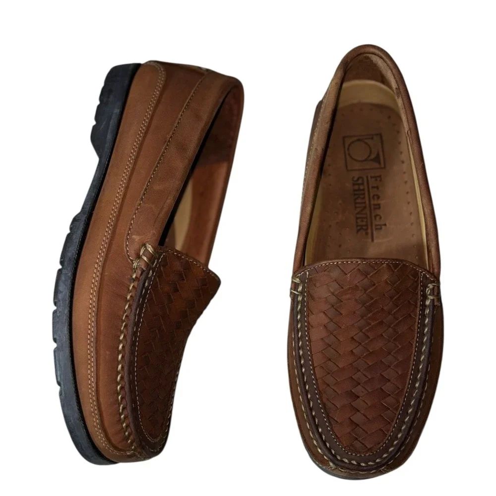French Shriner Garth Leather‎ Slip On loafers sz 9 NWOT